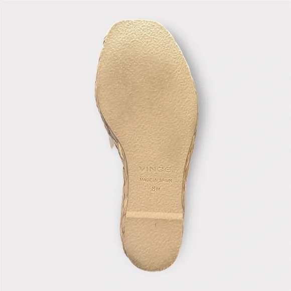 Vince Ivory / Cream Gilian Braided Leather Raffia Wedge Platform Sandals- 8 - Picture 5 of 8